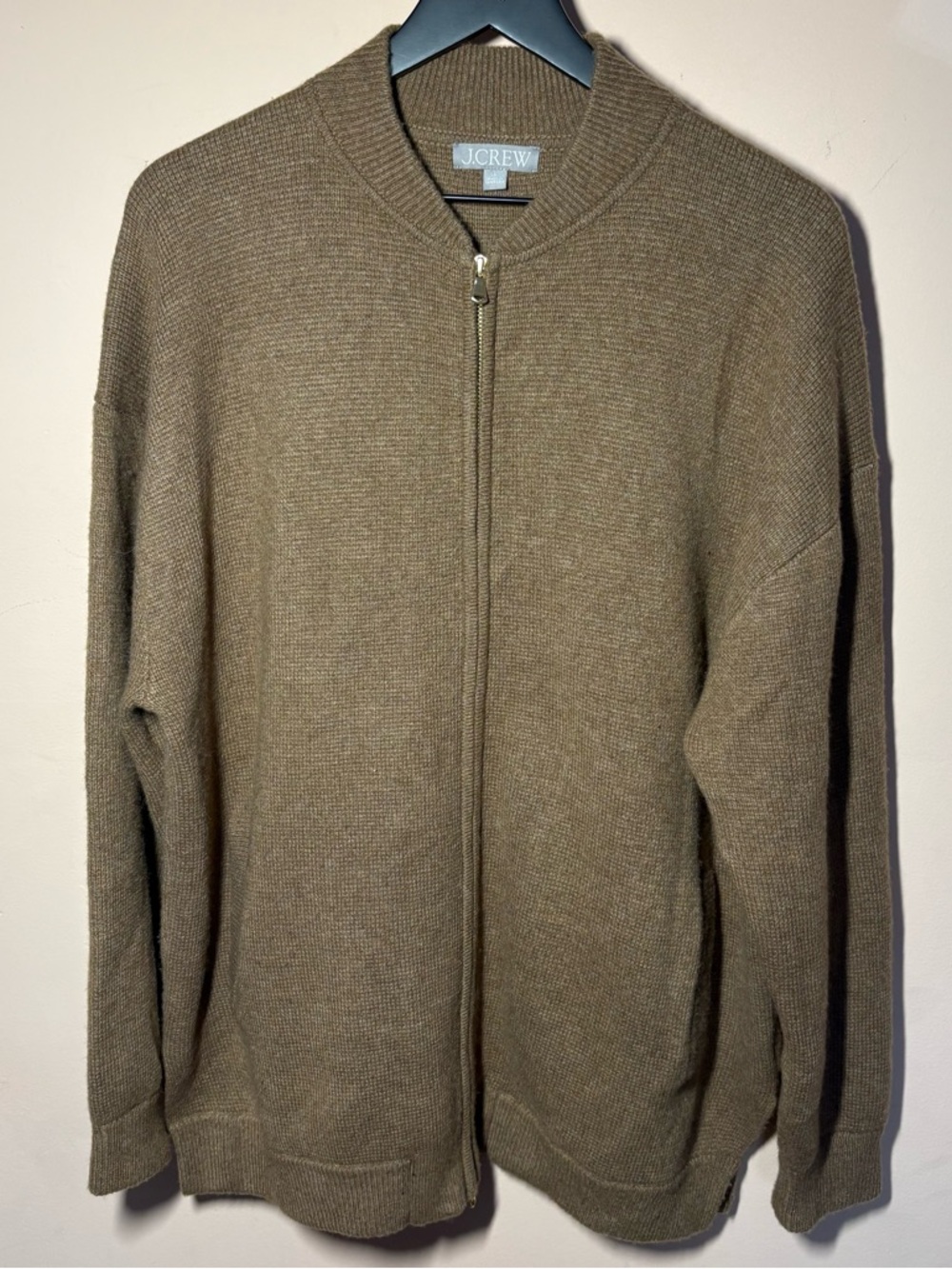 J.Crew Brown Flight Sweater Jacket Wool Blend L Oversized